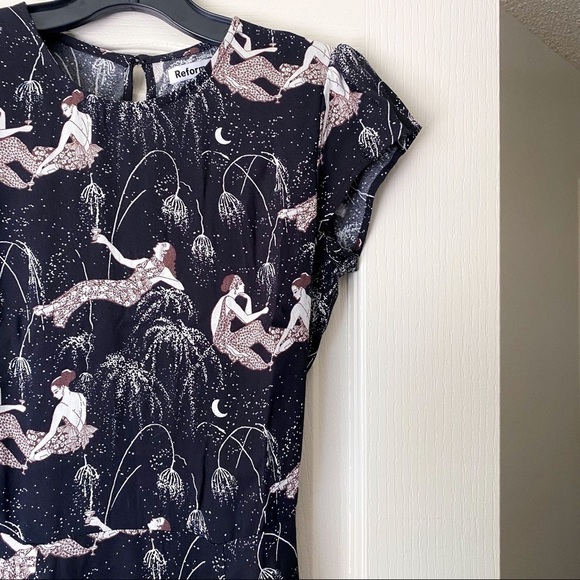 Reformation Dress Gavin Midi Slit Open Back Champagne 0 EUC - Picture 3 of 8